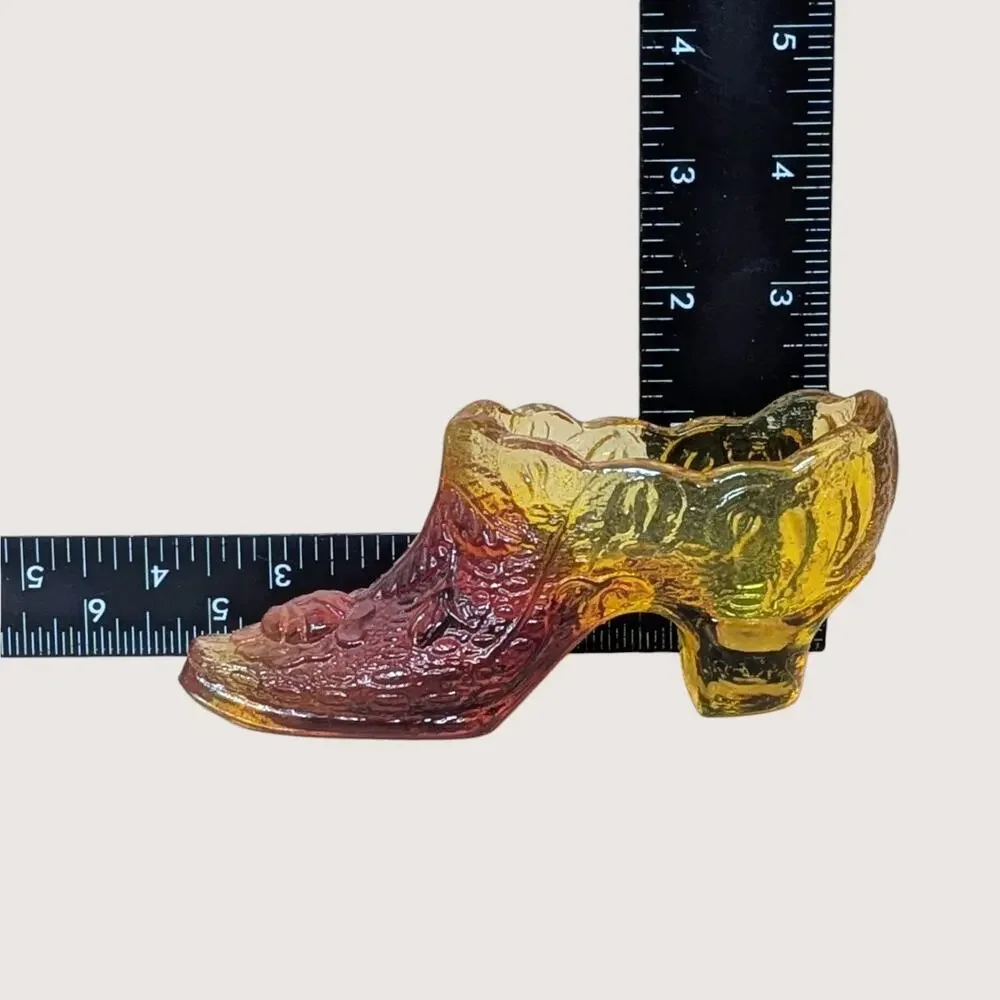 1970s Fenton Amberina Cat Head Glass Shoe